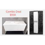 1200mm Wall Hung Vanity with Free Standing Side Cabinet Combo Deal